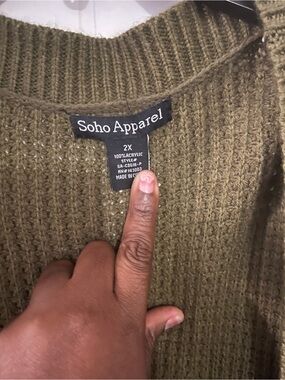 Soho Apparel Olive Knit Crewneck Sweater - Women's